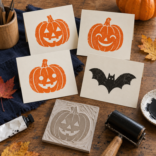 Estampar tarjetas de Halloween: una calabaza sencilla en SoftCut