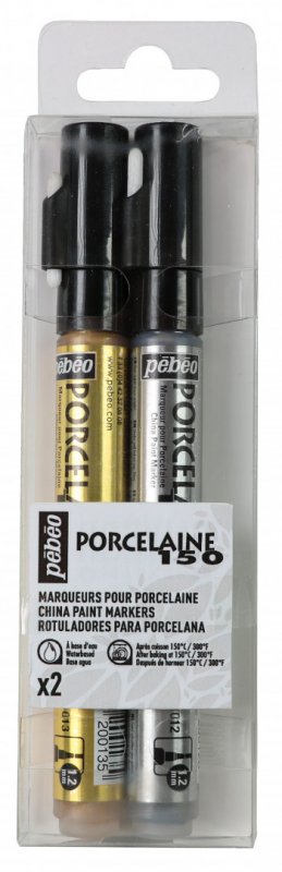 Pebeo Porcelaine 150 Marker Sets - Punta fina - Oro y Plata