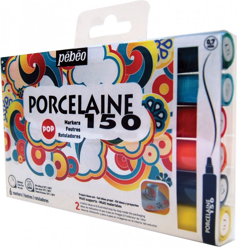 Pebeo Porcelaine 150 Marker Sets - Punta fina - 6 Colores pop
