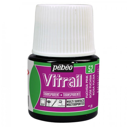Pebeo Vitrail Transparente Pintura para vidrio 45 ml - 52 - Fuschia Roze