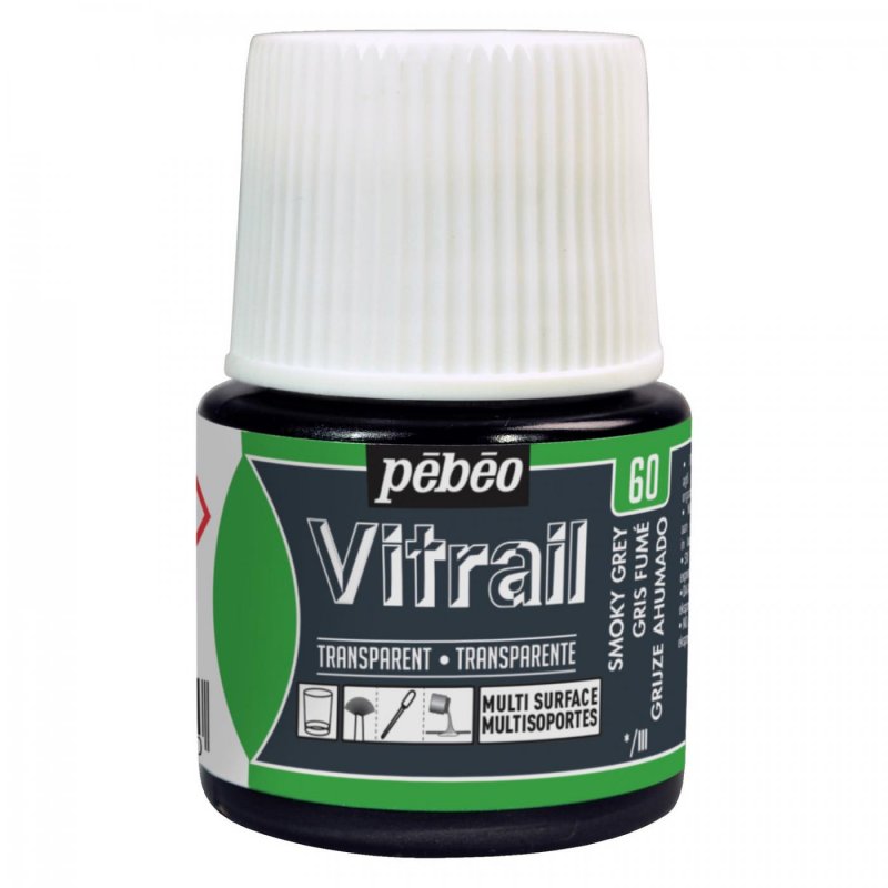 Pebeo Vitrail Transparente Pintura para vidrio 45 ml - 60 - Gris Fumée