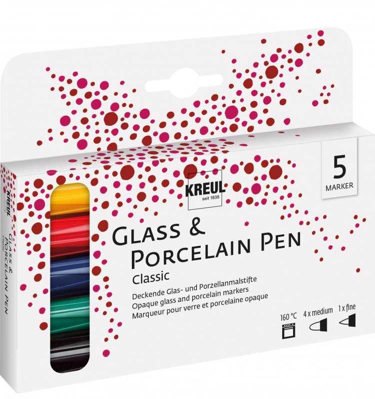 Kreul Rotuladores para vidrio y porcelana Sets - Colores clásicos Set 5