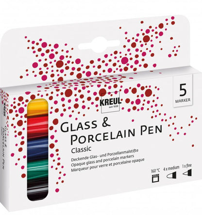 Kreul Rotuladores para vidrio y porcelana Sets - Colores clásicos Set 5