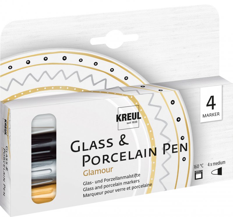 Kreul Rotuladores para vidrio y porcelana Sets - Glamour Set 4