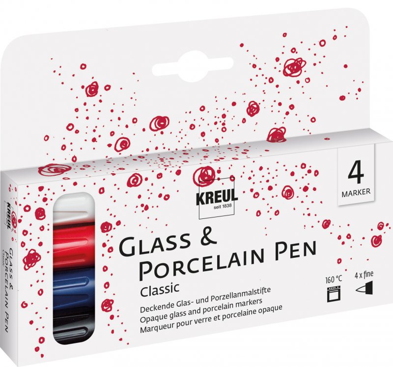 Kreul Rotuladores para vidrio y porcelana Sets - Colores clásicos Fina Set 5