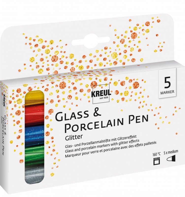 Kreul Rotuladores para vidrio y porcelana Sets - Glitter Set 5