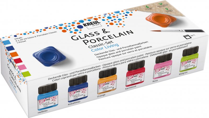Kreul Pintura para vidrio y porcelana Sets 6 x 20 ml - Levende Opaco Colores