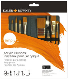 Daler-Rowney Simply Set de pinceles - Estuche de pintura acrílica - 10 unidades