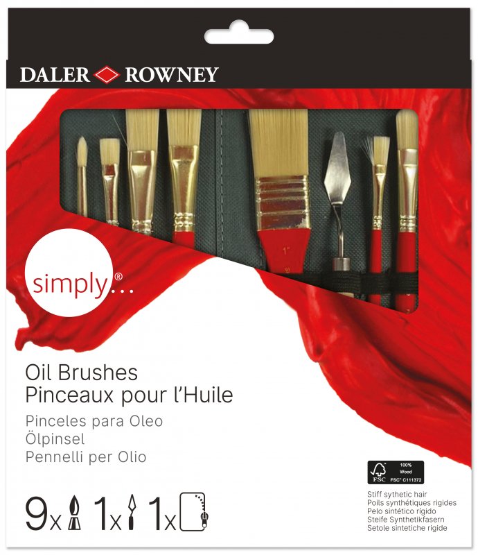 Daler-Rowney Simply Set de pinceles - Estuche de pintura al óleo - 10 unidades