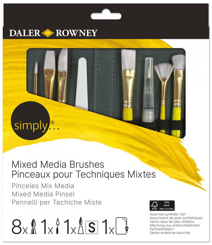 Daler-Rowney Simply Set de pinceles - Mixed Media zip case - 10 unidades