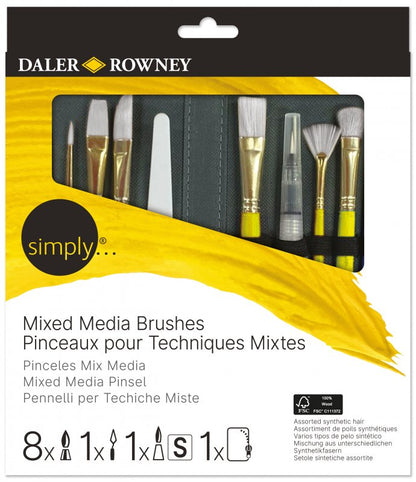 Daler-Rowney Simply Set de pinceles - Mixed Media zip case - 10 unidades