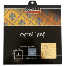 Pentart Metal Leaf Booklet 14 x 14 cm - 5 hojas - Oro