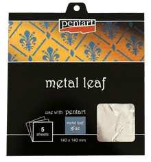 Pentart Metal Leaf Booklet 14 x 14 cm - 5 hojas - Plata