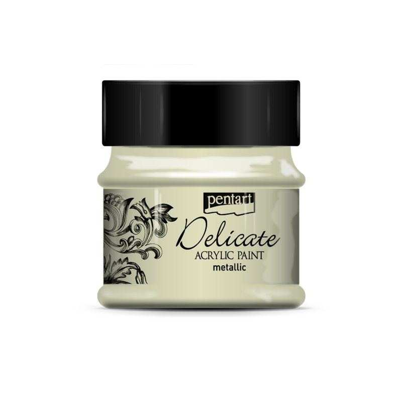 Pentart Delicate Metallic Pintura acrílica 50 ml - Blanco Oro