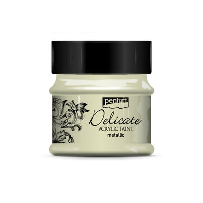 Pentart Delicate Metallic Pintura acrílica 50 ml - Blanco Oro