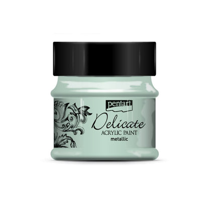 Pentart Delicate Metallic Pintura acrílica 50 ml - Plata verdosa