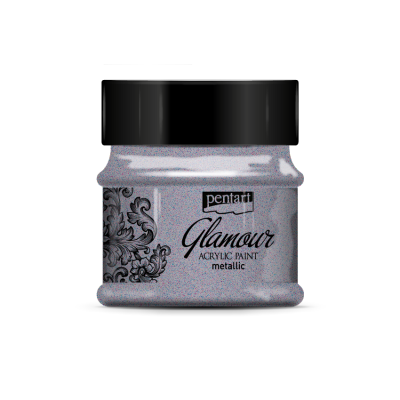 Pentart Glamour Pintura acrílica metalizada 50 ml - Plata oscura