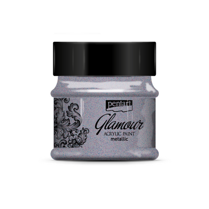 Pentart Glamour Pintura acrílica metalizada 50 ml - Plata oscura