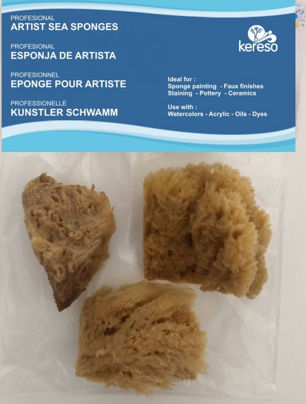 Kereso Natuurlijke Zee Sponzen Ruw - 3 unidades - 5-6,5 cm