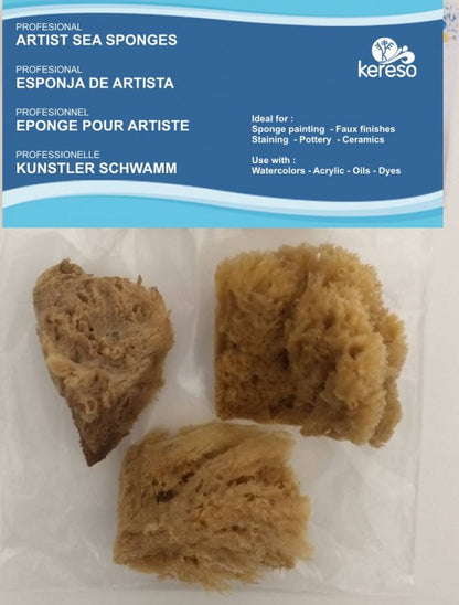 Kereso Natuurlijke Zee Sponzen Ruw - 3 unidades - 5-6,5 cm