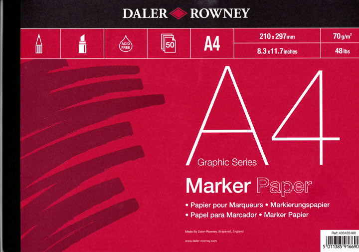 Daler-Rowney Graphic Series Marker Pad 70 gsm - A4 - 50 hojas