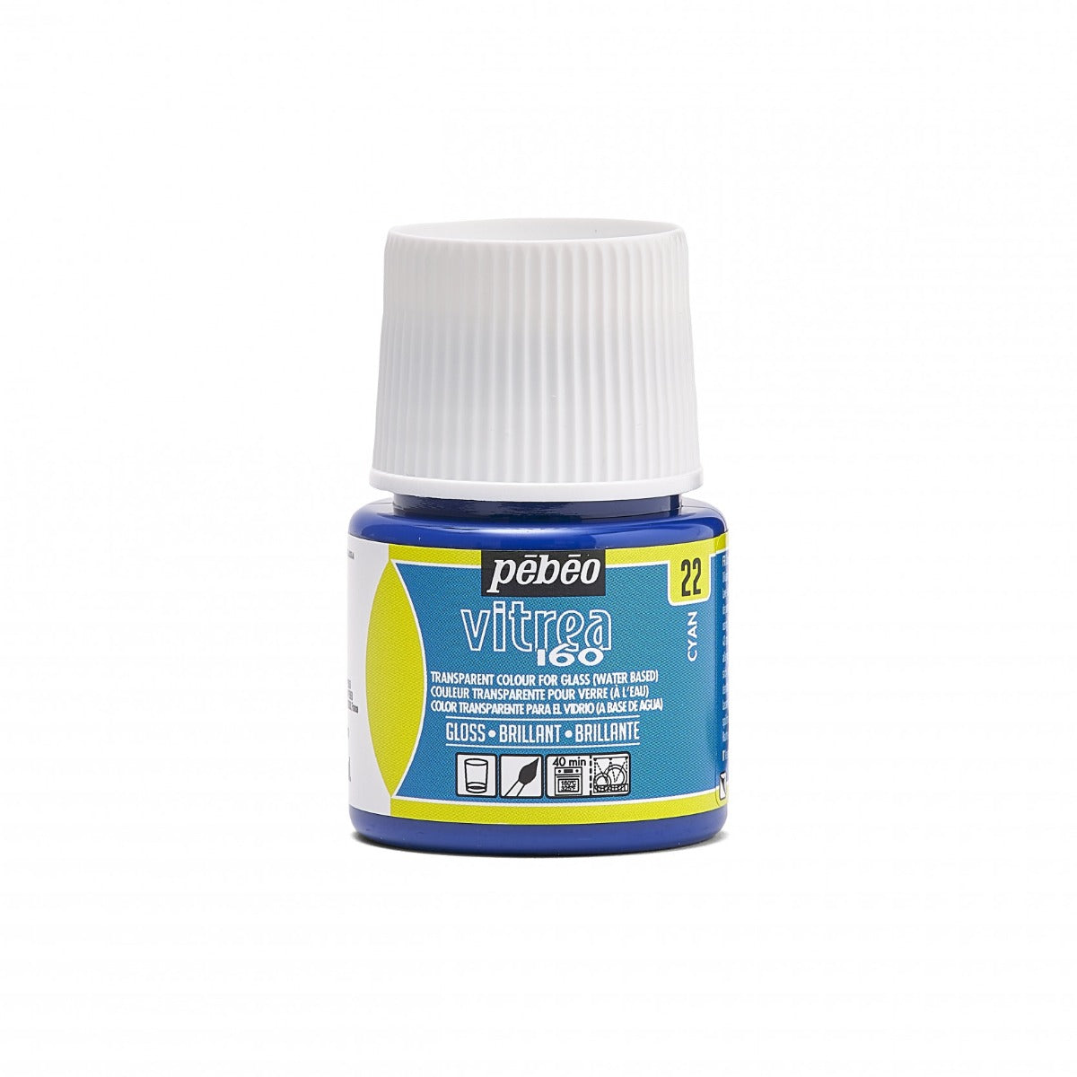 Pebeo Vitrea 160 Pintura para vidrio 45 ml Glanzend - 22 - Cyaan