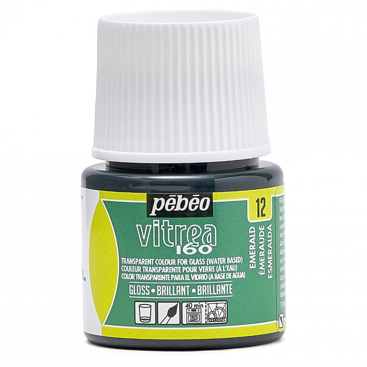 Pebeo Vitrea 160 Pintura para vidrio 45 ml Glanzend - 12 - Verde esmeralda