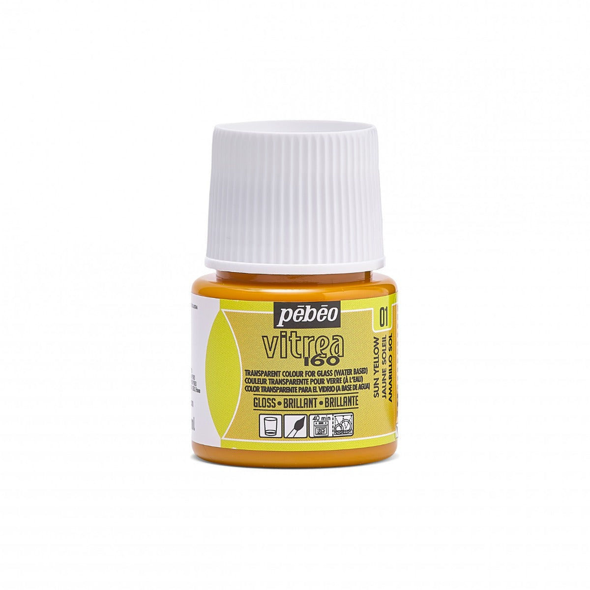 Pebeo Vitrea 160 Pintura para vidrio 45 ml Glanzend - 01 - - Zonnegeel