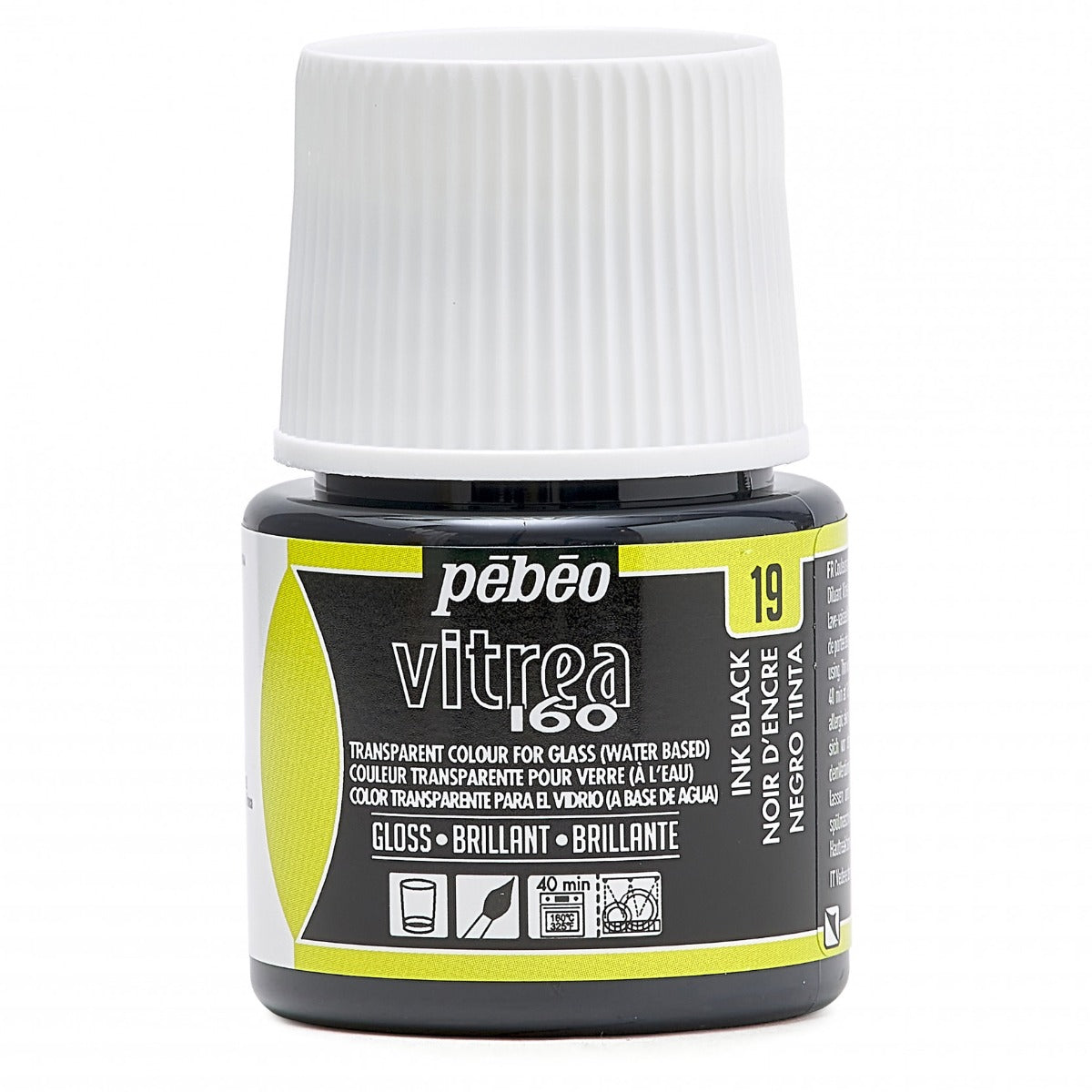 Pebeo Vitrea 160 Pintura para vidrio 45 ml Glanzend - 19 - Inktzwart