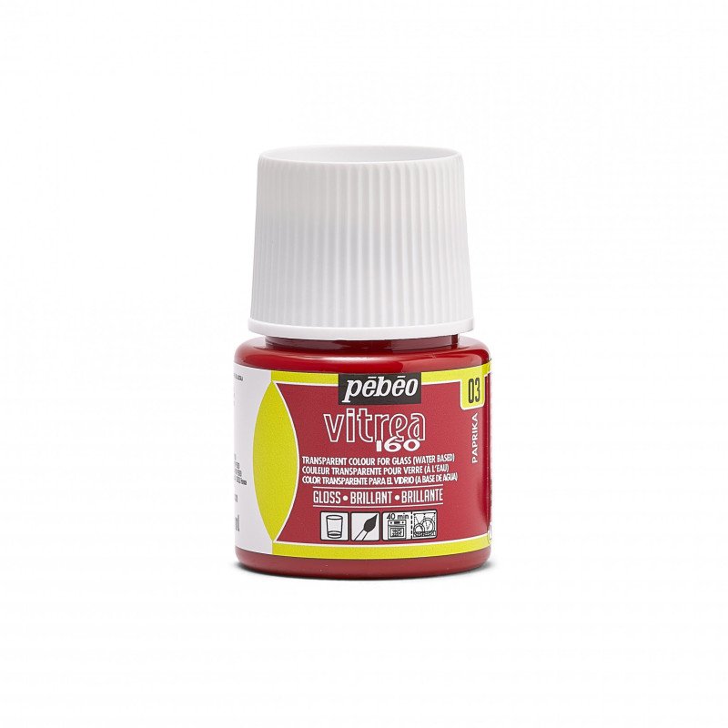 Pebeo Vitrea 160 Pintura para vidrio 45 ml Glanzend - 03 - Rojo pimentón