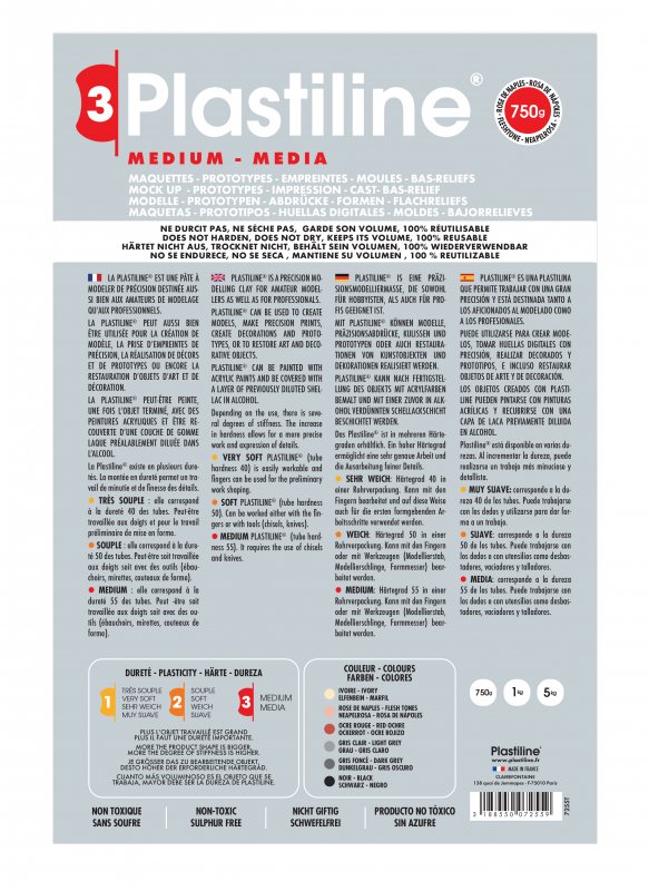 Plastiline Dureza 55 Medium Arcilla para modelar 750 g