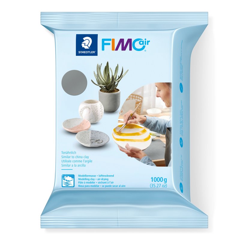 FIMO Air Basic Arcilla de modelado de secado al aire - 1 kg - Gris