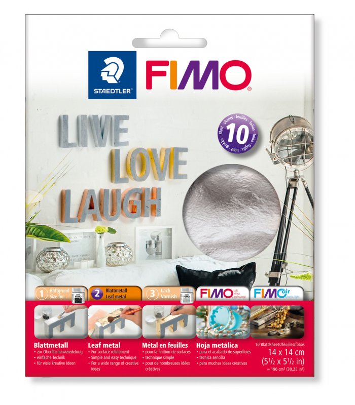FIMO Pan de metal 140 x 140 mm - 10 hojas - Plata
