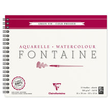 Clairefontaine Fontaine Aquarelblok 300 g Fijne Korrel - 24 x 30 cm - spiraal - 12 hojas