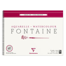 Clairefontaine Fontaine Aquarelblok 300 g Fijne Korrel - 30 x 40 cm - spiraal - 12 hojas