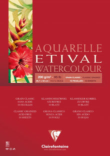 Clairefontaine Etival Aquarelblok Klassieke Korrel - 200 g - A3 - 1 zijde gelijmd - 10 hojas