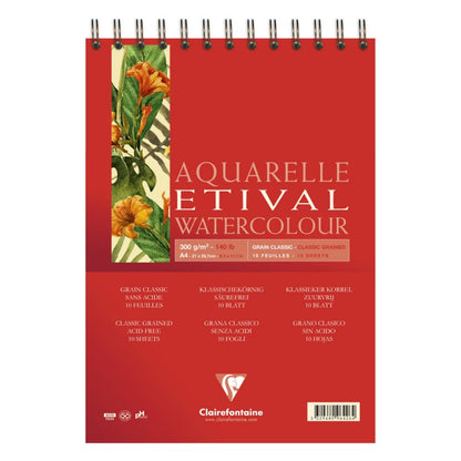 Clairefontaine Etival Aquarelblok Klassieke Korrel - 300 g - A4 - spiraal - 10 hojas