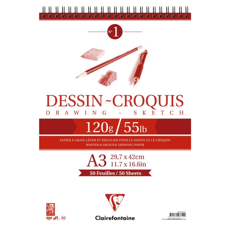Clairefontaine Dessin-Croquis Bloc de bocetos 120 g