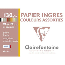 Clairefontaine Ingres Papel para pastel 24 x 32 cm - 12 hojas Surtido