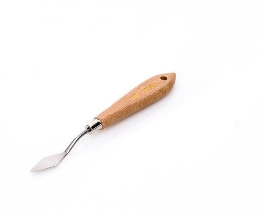 Espátula Conda 1001 con mango de madera clara, orificio para colgar y hoja estrecha puntiaguda