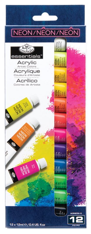 Royal & Langnickel Essentials Acrylic Sets - 12 x 12 ml - neonkleuren