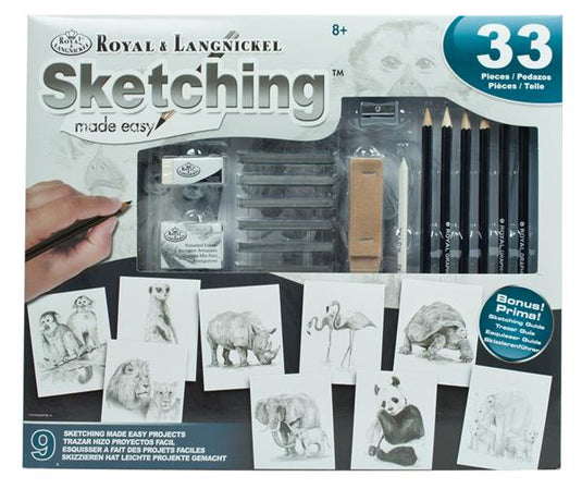 Royal & Langnickel Sketching Made Easy animales, frontal de la caja con nueve proyectos
