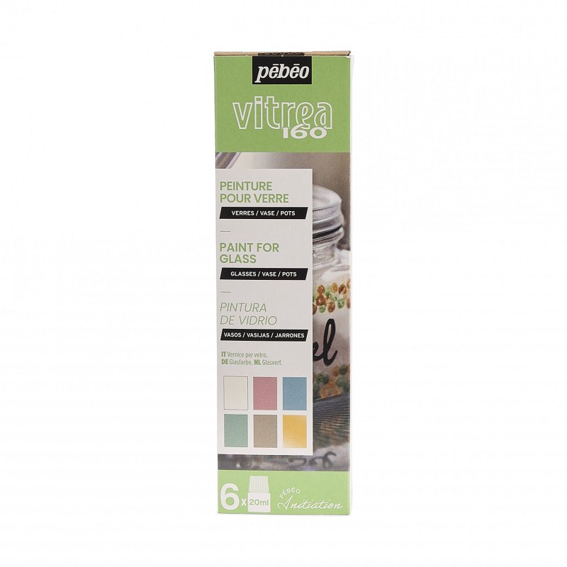 Pebeo Vitrea 160 Pintura para vidrio Sets - Pastelkleuren - 6 x 20 ml