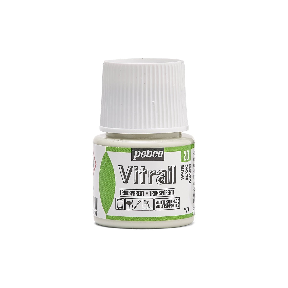 Pebeo Vitrail Transparente Pintura para vidrio 45 ml - 20 - Blanco