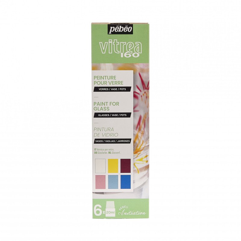 Pebeo Vitrea 160 Pintura para vidrio Sets - Glossy initiatieset - 6 x 20 ml