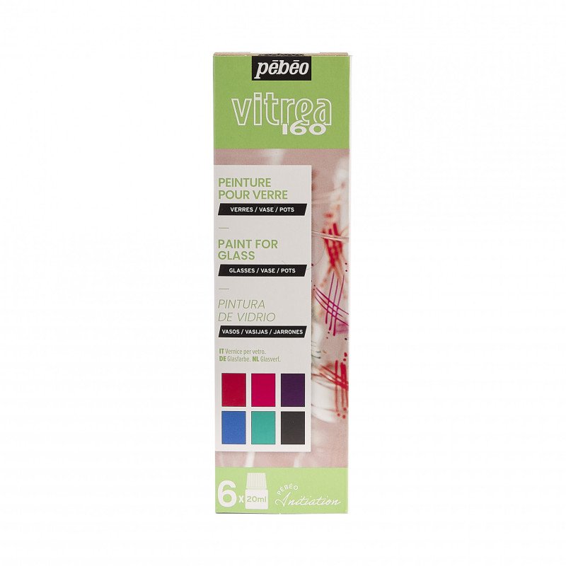 Pebeo Vitrea 160 Pintura para vidrio Sets - Initiatieset - 6 x 20 ml