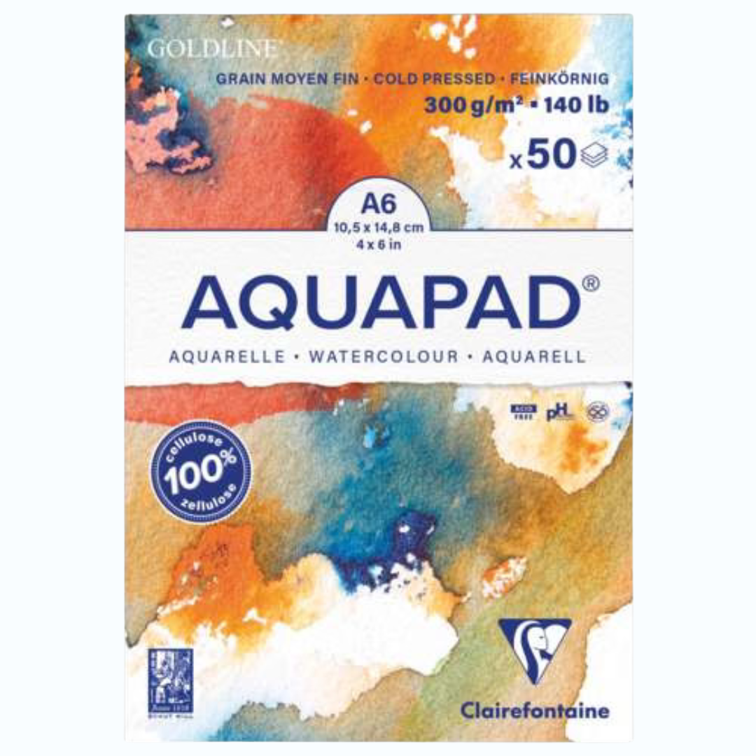 Clairefontaine Goldline Aquapad A6 – Dik aquarelpapier, ideaal voor kleine cyanotype prints
