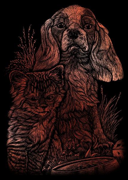R&L Engraving Art Mini A5 - Copper Foil - Kitten & Puppy