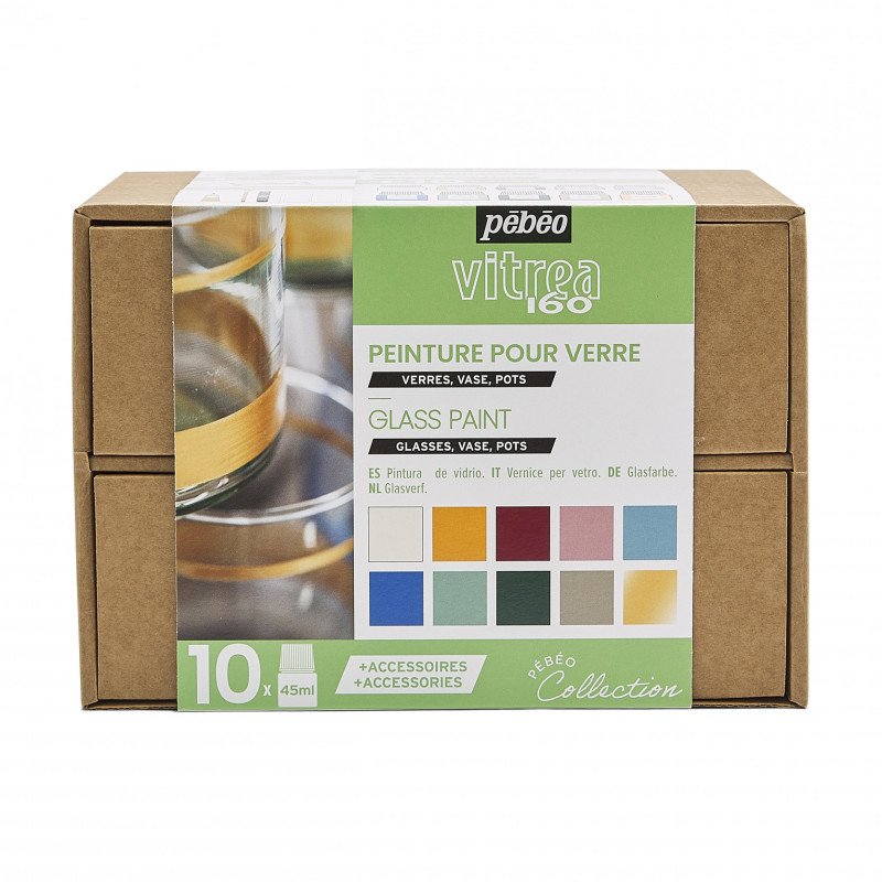 Pebeo Vitrea 160 Pintura para vidrio Sets - Workbox Studio Collection - 10 x 45 ml