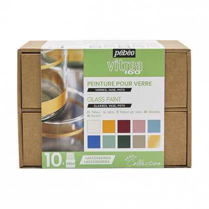 Pebeo Vitrea 160 Pintura para vidrio Sets - Workbox Studio Collection - 10 x 45 ml